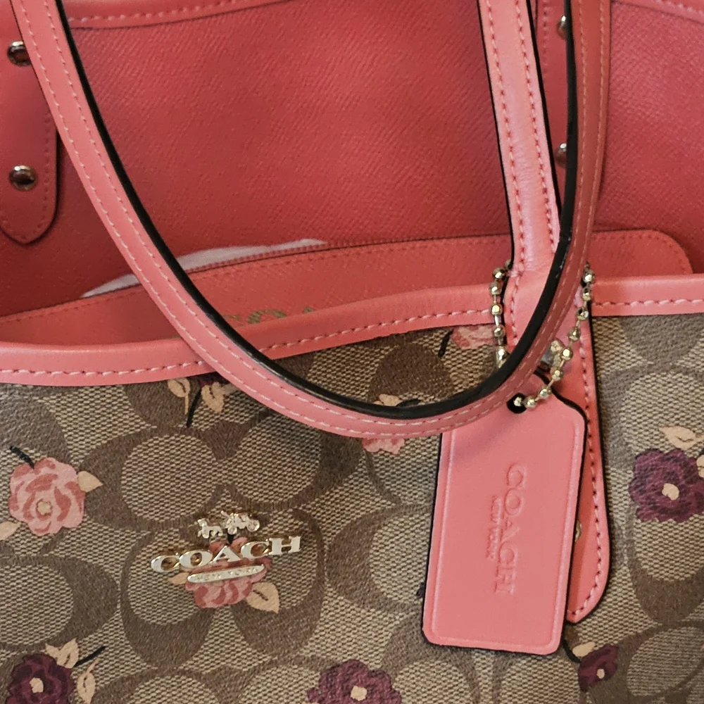 Coach Floral Tote - Brown and Pink - Picture 4 of 15